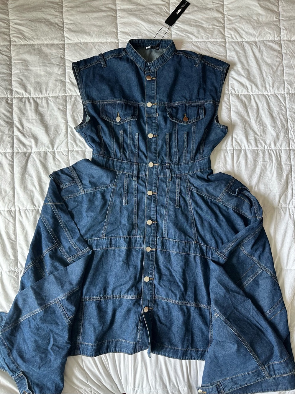 Fashion Nova Dark Blue Asymmetrical Denim Dress